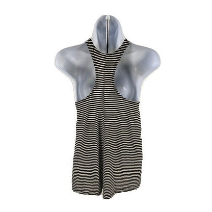 Athleta Women's Black/White Striped Crossroads High Neck Tank Top - XXS image 2