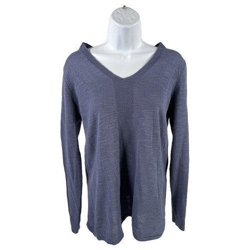 J. Jill Women's Blue Long Sleeve V-Neck Sweater - XS