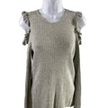 White House Black Market Women's Gray Ruffle Cold Shoulder Sweater - S