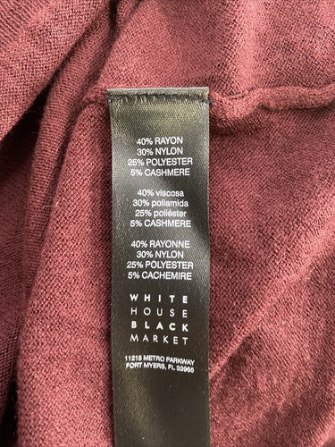 White House Black Market Women's Burgundy Red Cold Shoulder Sweater - XS image 4
