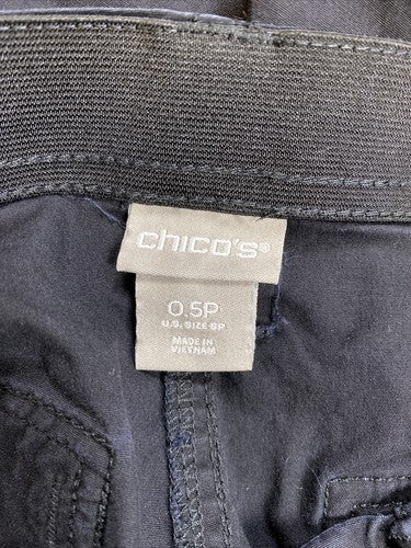 Chico's Women's Navy Blue Cargo Cropped Pants - Petite 0.5/US 6P image 3