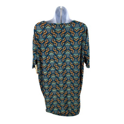 NEW LuLaRoe Women's Blue Geometric Short Sleeve Irma T-Shirt - XS image 2