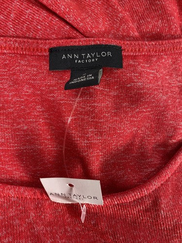NEW Ann Taylor Women's Red Ruffle Sleeve Thin Knit Sweater - M image 3