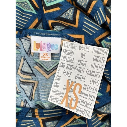 NEW LuLaRoe Women's Blue Geometric Short Sleeve Irma T-Shirt - XS image 3