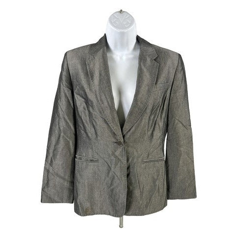 Ann Taylor Women's Gray Wool Blend One Button Blazer Jacket - 6 Petite