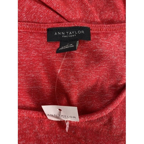NEW Ann Taylor Women's Red Ruffle Sleeve Thin Knit Sweater - M image 3
