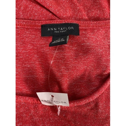 NEW Ann Taylor Women's Red Ruffle Sleeve Thin Knit Sweater - M image 3