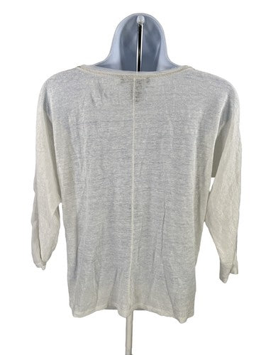 White House Black Market Women's White Sheer 3/4 Sleeve T-Shirt - XS image 2