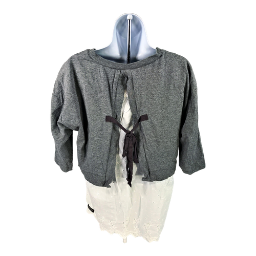 Matilda Jane Women’s Gray/White In the Clouds Eyelet Layered Shirt - S image 2