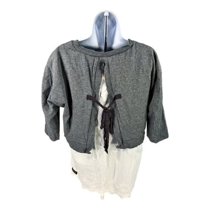 Matilda Jane Women’s Gray/White In the Clouds Eyelet Layered Shirt - S image 2