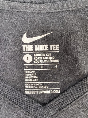 Nike Women's Gray MSU College Playoffs V-Neck Athletic Cut T-Shirt - L image 3