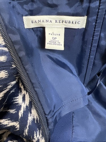 Banana Republic Womens Blue/White Strapless Fit and Flare Dress -0Petite image 3