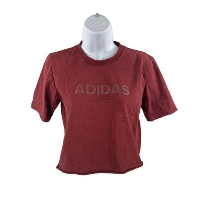 Adidas Women's Red Short Sleeve Crop T-Shirt - S