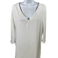 Chico's Women's White Open Back Sheer Top Slit Sleeve Flowy Blouse - 3/US XL