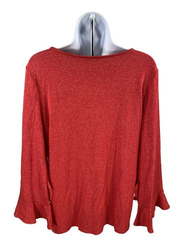 NEW Ann Taylor Women's Red Ruffle Sleeve Thin Knit Sweater - M image 2
