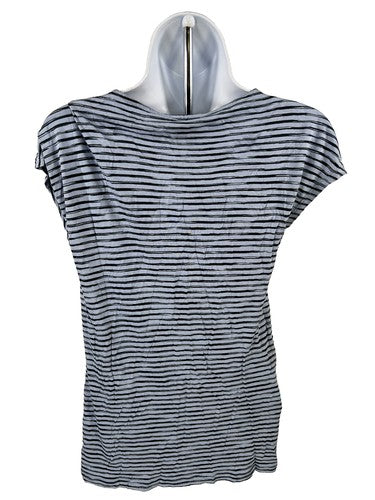 Chico's Women's Blue Striped Cap Sleeve Asymmetrical Top - 0/US S image 2