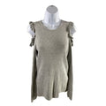 White House Black Market Women's Gray Ruffle Cold Shoulder Sweater - S
