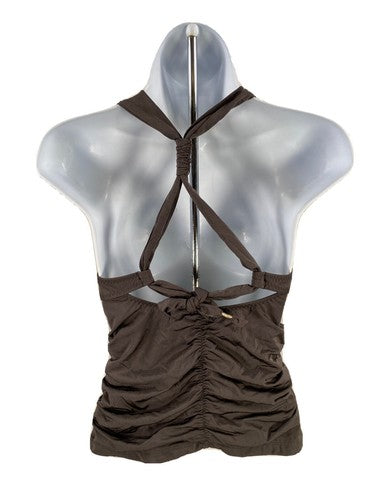Athleta Women's Gray Aqualuxe Ruched Padded Tankini Swimsuit Top - XS image 2