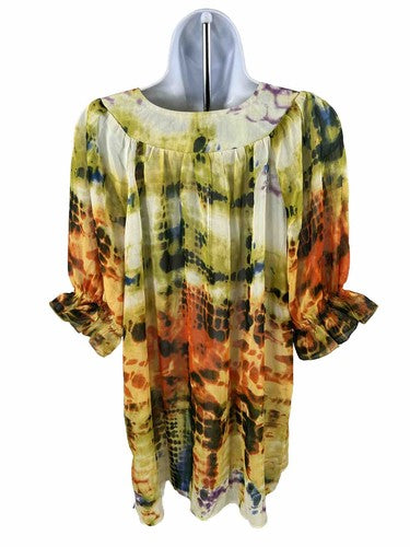 NEW Christopher and Banks Women's Multicolor Sheer Tie Dye Blouse - M image 2