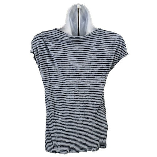 Chico's Women's Blue Striped Cap Sleeve Asymmetrical Top - 0/US S image 2