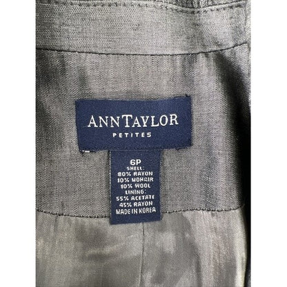 Ann Taylor Women's Gray Wool Blend One Button Blazer Jacket - 6 Petite image 3