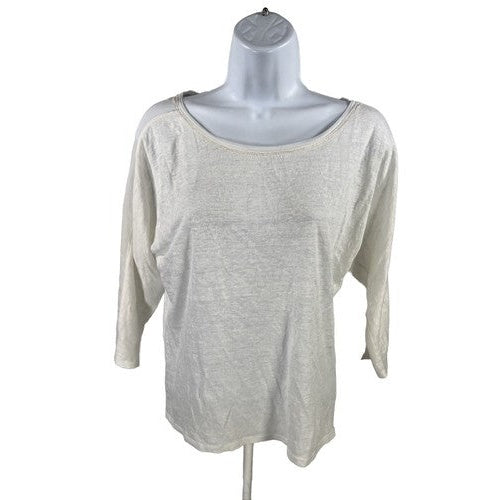 White House Black Market Women's White Sheer 3/4 Sleeve T-Shirt - XS