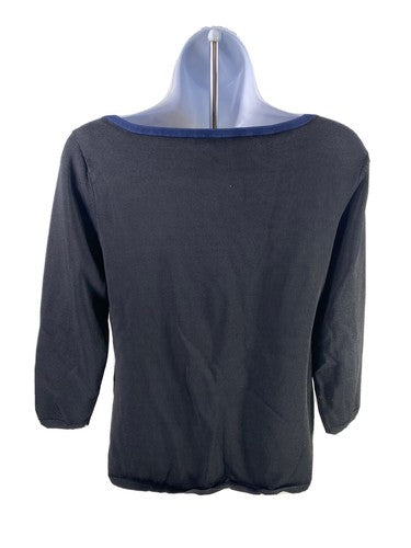 White House Black Market Women's Black Lace Up Hem Pullover Sweater - S image 2