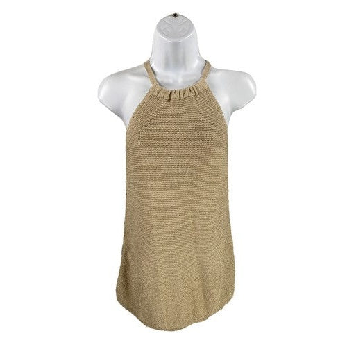 White House Black Market Women's Gold Sleeveless Sweater Sz XS