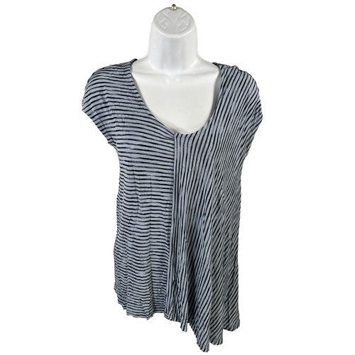 Chico's Women's Blue Striped Cap Sleeve Asymmetrical Top - 0/US S