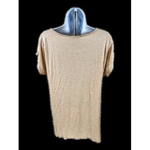 White House Black Market Women’s Beige Asymmetrical Cap Sleeve Top - S image 2