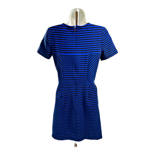 Madewell Women’s Blue/Black Striped Short Sleeve A-Line Dress - 2 image 2