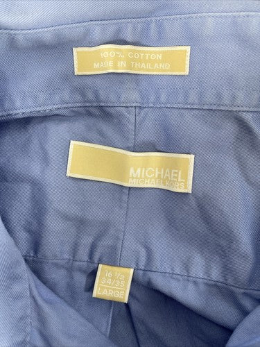 Michael Kors Men's Blue Cotton Long Sleeve Button Up Shirt - 34/35 image 3