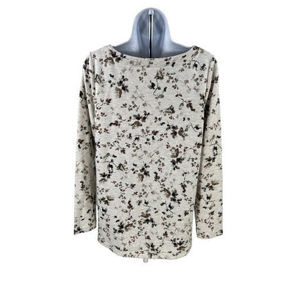 J. Jill Women's Ivory Floral Curved Hem Terry Knit Sweater - XS image 2