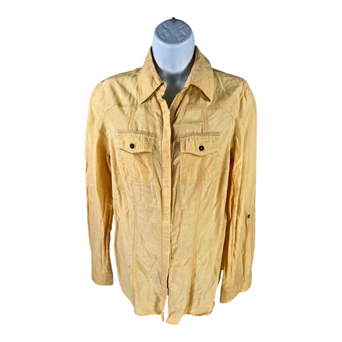 Chico’s Women’s Yellow Silk Blend Semi-Sheer Button Up Shirt - 0/US S