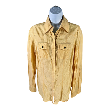 Chico’s Women’s Yellow Silk Blend Semi-Sheer Button Up Shirt - 0/US S
