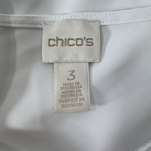 Chico's Women's White Open Back Sheer Top Slit Sleeve Flowy Blouse - 3/US XL image 3