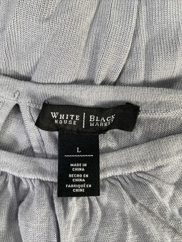 White House Black Market Women's Purple Raglan Ruched Neck Sweater Sz L image 3