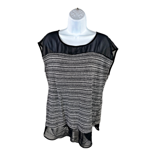 Ann Taylor Women’s Black/Gray Knit Tank Top - L