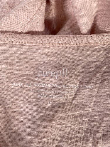 J. Jill Pure Women's Pink Asymmetric Button Tunic Shirt Top - M image 3