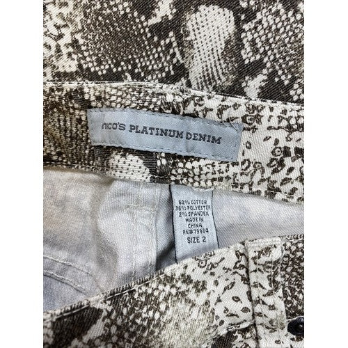 Chico's Platinum Women's Beige Snake Print Ankle Cropped Denim Jeans-2/12 image 3
