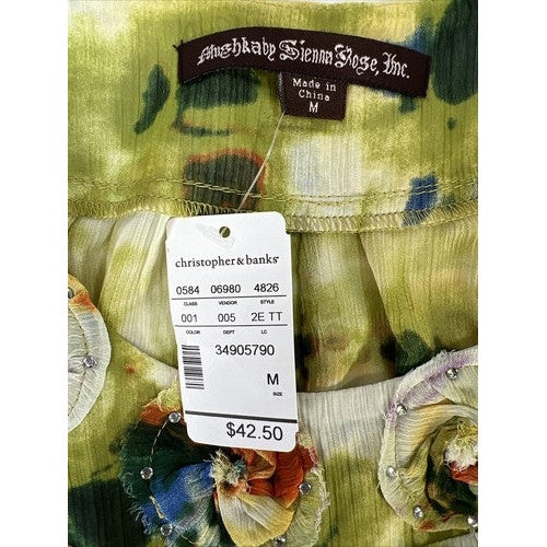 NEW Christopher and Banks Women's Multicolor Sheer Tie Dye Blouse - M image 3
