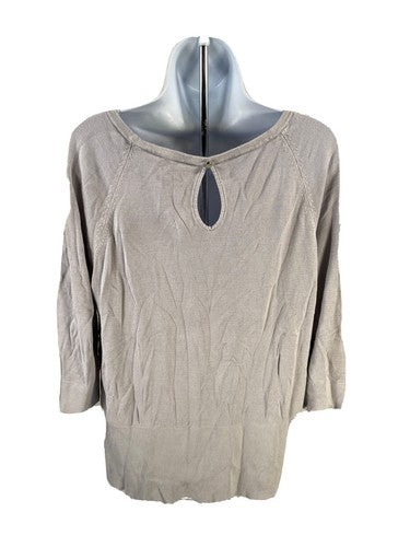 White House Black Market Women's Purple Raglan Ruched Neck Sweater Sz L image 2