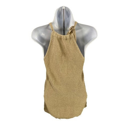White House Black Market Women's Gold Sleeveless Sweater Sz XS image 2