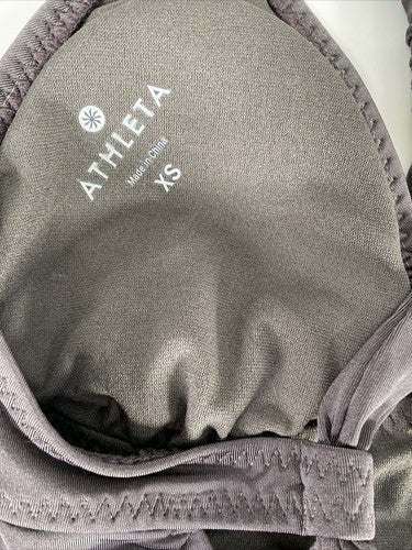 Athleta Women's Gray Aqualuxe Ruched Padded Tankini Swimsuit Top - XS image 3