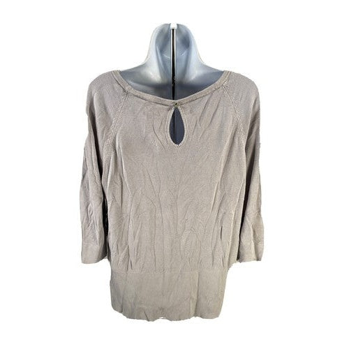 White House Black Market Women's Purple Raglan Ruched Neck Sweater Sz L image 2