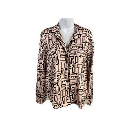 NEW Victoria's Secret Women's Pink Love Print Button Up Sleep Shirt Sz XS