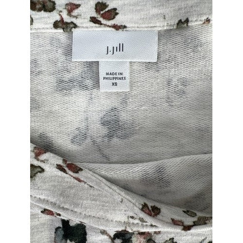 J. Jill Women's Ivory Floral Curved Hem Terry Knit Sweater - XS image 3