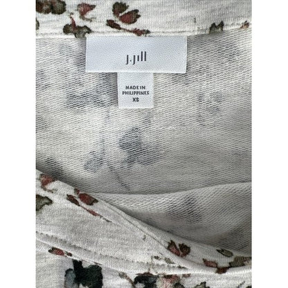 J. Jill Women's Ivory Floral Curved Hem Terry Knit Sweater - XS image 3
