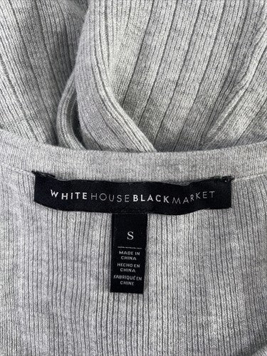 White House Black Market Women's Gray Ruffle Cold Shoulder Sweater - S image 3