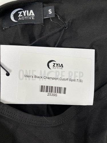 NEW Zyia Active Men's Black Athletic Cutoff Split T Tank - S image 3